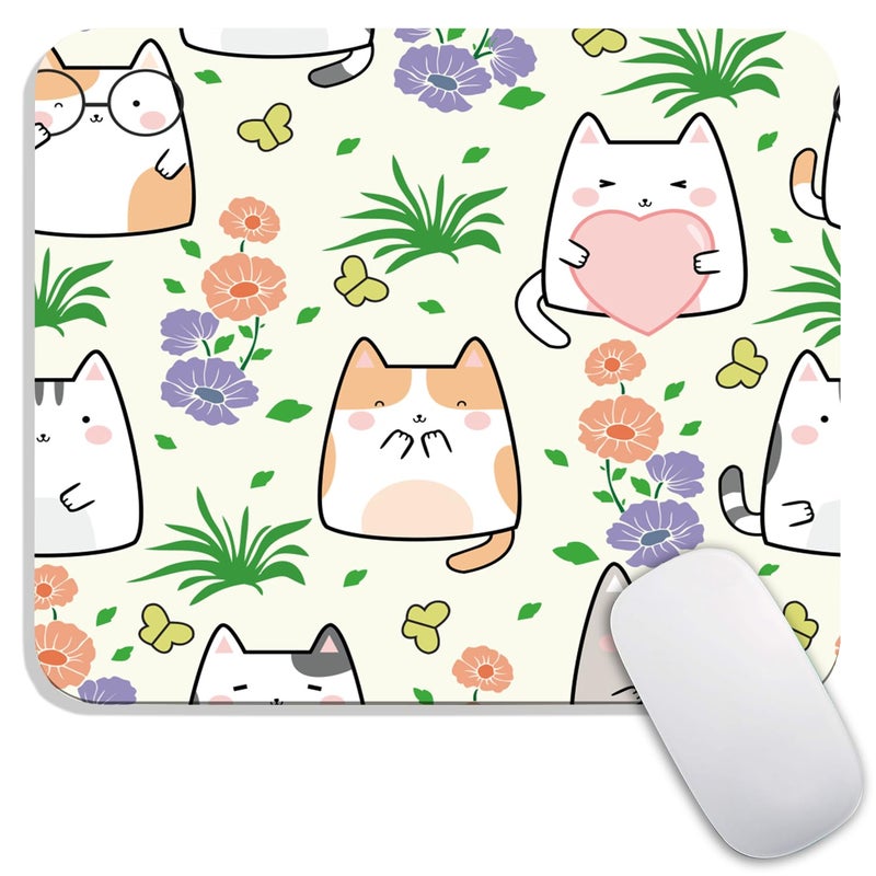 Armanza Square Mouse Pad Cute Cat, Personalized Premium-Textured Custom Mouse Mat Design, Washable Mousepad Cloth, Non-Slip Rubber Base Computer Mouse Pads for Wireless Mouse - Image 1